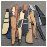 Approx. 20 long gun cases incl leather