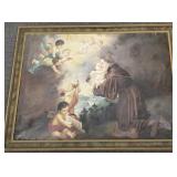 Lg antique oil painting on canvas- religious scene