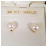 Pearl earrings with 14k gold posts & backs
