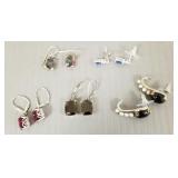5 pair sterling silver earrings s/w Asst. stones: