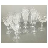 14 Asst Waterford cut glass goblets: 9' tallest