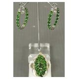 Sterling silver ring & earrings s/w chrome