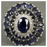 Sterling silver ring s/w blue sapphires-