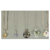 5 sterling silver, etc pendant necklaces