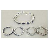 3 pcs sterling silver jewelry: bracelet & hoop