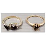Two- 14k gold rings: one s/w garnet & one vintage