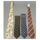 4 mens silk, etc ties: Armani, Burberry,