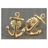 14k gold anchor motif earrings: 1.8g, 1/2'