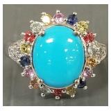 Sterling silver ring s/w sleeping beauty turquoise