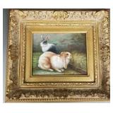 Antique style oil on canvas in ornate frame-