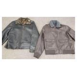 2 men's leather jackets: Tommy Hilfiger size Lg &