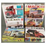Six 1/25 scale truck models, U.S Mail etc
