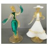 Pr vintage Murano figural art glass dancer figures