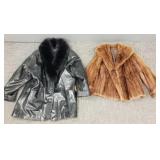 2 jackets: 1 vintage mink & 1 leather w/ fur