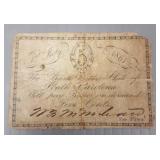 1861 Confederate Bank of SC currency: five cents