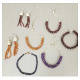 7 pieces gemstone faceted jewelry incl bracelets,