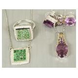 4 pieces sterling silver jewelry incl amethyst