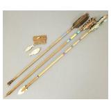 Native American style items: 2 antler fish decoys,