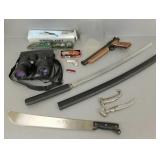 Gp. incl pellet gun, knifes, sword, binoculars etc