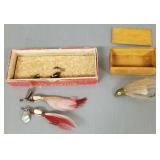 6 early fishing lures incl rare mother of pearl-