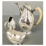 3-pc sterling silver Jugendstil petite tea set-