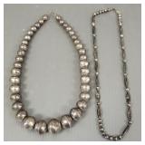 2 Southwest style silver bead necklaces