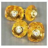 Pair 950 gilt silver & citrine cufflinks signed