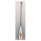 Mosaic inlaid wood paddle signed JW- 59 1/4'L