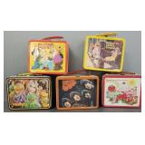 5 tin lunch boxes: McDonalds w/ thermos, etc