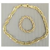 2 pcs 14k gold jewelry: chain bracelet & ring-
