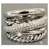 David Yurman sterling silver ring s/w diamonds-