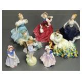 8 Royal Doulton figures incl 'She Loves Me Not',