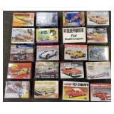 20 boxed 1/25 scale models: cars, hot rods, etc