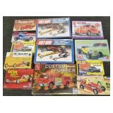 9 Asst 1/25 scale models- hot rods, etc