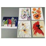 5 signed Vera Grabar oils on canvas: flowers, etc-