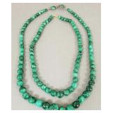 2 malachite bead necklaces incl one w/