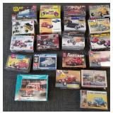Twenty 1/25 scale models- cars, hot rods, etc