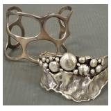 2 artisan sterling cuff bracelets- 105g total