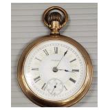 Elgin pocket watch w/ fancy dial & gold filled