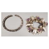 2 sterling silver bracelets: one Jai & one Mexico