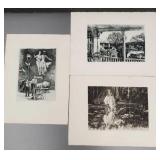 3 pencil signed & #'d Herbert Fink etchings:
