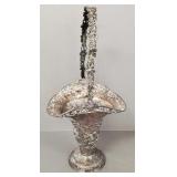 Ornate silverplate floral figural basket 21'H