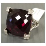 David Yurman sterling silver ring s/w large garnet