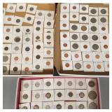 Approx. 100 US coins incl pennies, nickels,