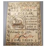 1776 U.S. Continental currency: 1/3 of a dollar