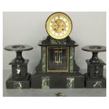 Antique French 3 piece slate clock set-