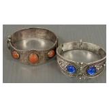 2 engraved sterling silver hinged bracelets-
