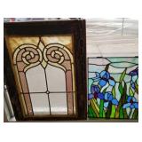2 stain glass items: antique window 14' x 18'