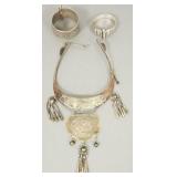 3 pcs ethnic silver, etc jewelry: 2 bracelets &