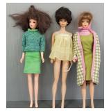 3 vintage Barbie, etc dolls